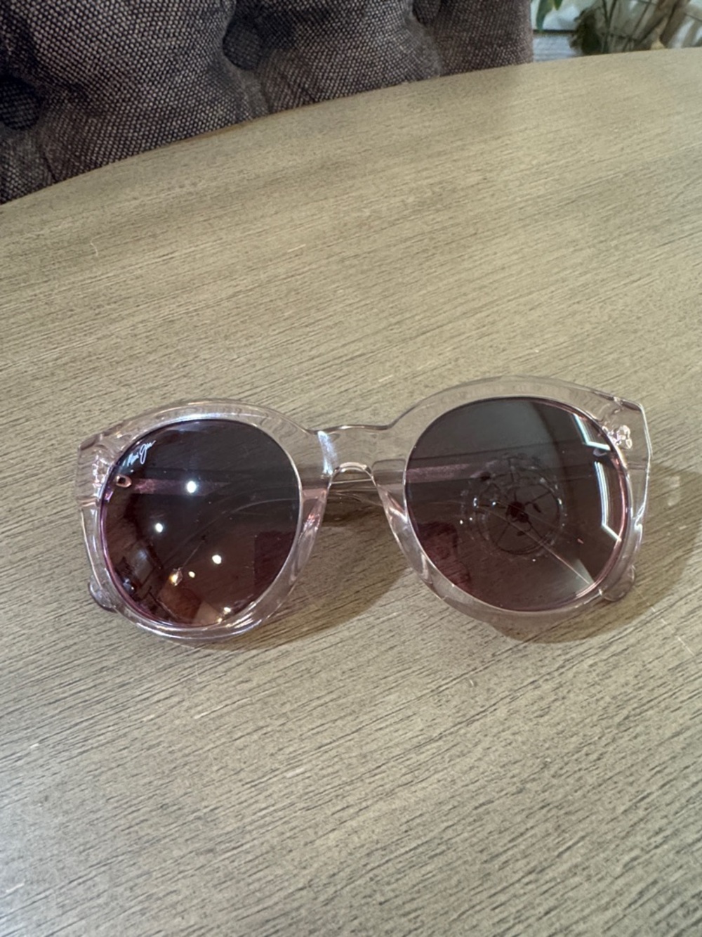 Maui Jim Clear Crystal Frame Sunglasses with Brown/Pink  Lenses